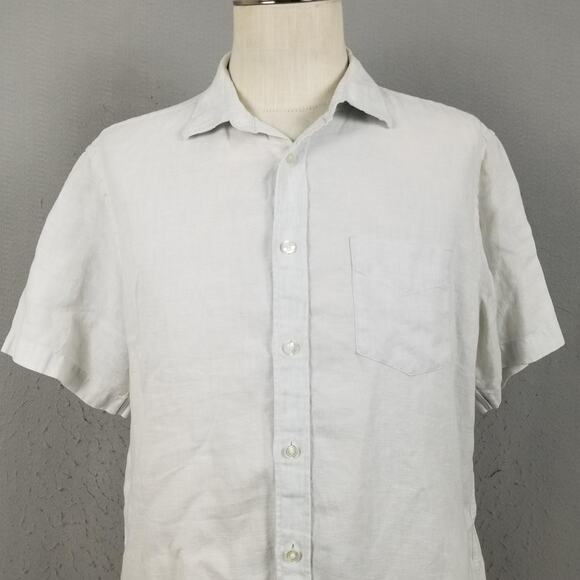 UNTUCKit Shirt Mens Large White Linen Short Sleeve Button Front Slim Fit Casual - Picture 3 of 10